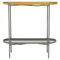 Two Tier Gold Geometric Console Table with Two-Tonal Contrast, Kobra