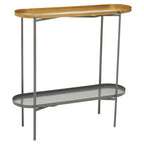 Two Tier Gold Geometric Console Table with Two-Tonal Contrast, Kobra