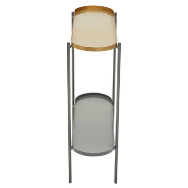 Two Tier Gold Geometric Console Table with Two-Tonal Contrast, Kobra