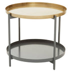 Two Tier Gold Round Coffee Table with Two-Tonal Contrast, Kobra