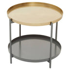 Two Tier Gold Round Coffee Table with Two-Tonal Contrast, Kobra
