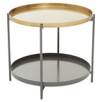 Two Tier Gold Round Coffee Table with Two-Tonal Contrast, Kobra