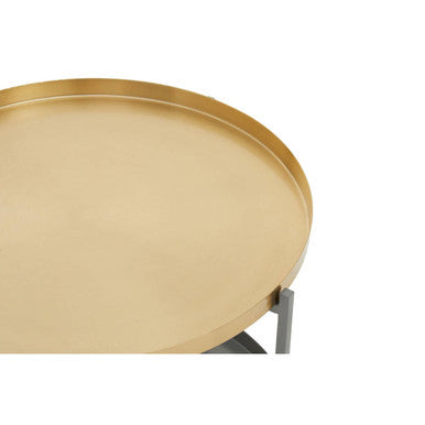 Two Tier Gold Round Coffee Table with Two-Tonal Contrast, Kobra