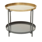 Two Tier Gold Round Coffee Table with Two-Tonal Contrast, Kobra