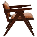 Tan Leather and Teak Frame Dining Chair | Inca
