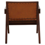 Tan Leather and Teak Frame Dining Chair | Inca