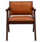 Tan Leather and Teak Frame Dining Chair | Inca