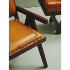 Tan Leather and Teak Frame Dining Chair | Inca