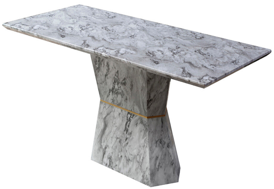 Grey Marble Console Table with Multifaceted Base | Spezia