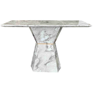 Grey Marble Console Table with Multifaceted Base | Spezia