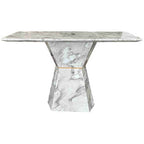 Grey Marble Console Table with Multifaceted Base | Spezia