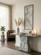 Grey Marble Console Table with Multifaceted Base | Spezia
