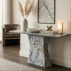 Grey Marble Console Table with Multifaceted Base | Spezia