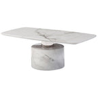 White Marble Coffee Table with Stainless Steel Support | Sesto