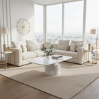 White Marble Coffee Table with Stainless Steel Support | Sesto