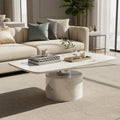 White Marble Coffee Table with Stainless Steel Support | Sesto