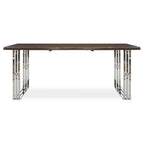 Natural Wood Top Dining Table with Stainless Steel Looped Base | Hampstead