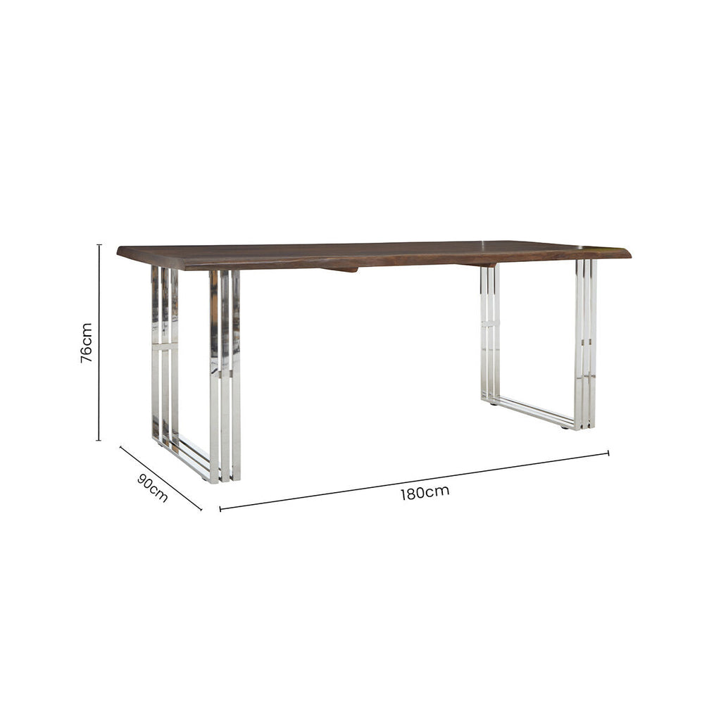 Natural Wood Top Dining Table with Stainless Steel Looped Base | Hampstead