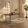 Natural Wood Top Dining Table with Stainless Steel Looped Base | Hampstead