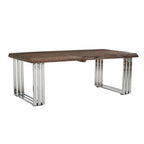 Natural Wood Top Coffee Table with Silver Stainless Steel Looped Base | Hampstead