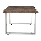 Natural Wood Top Coffee Table with Silver Stainless Steel Looped Base | Hampstead