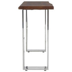 Natural Wood Top Console Table with Silver Stainless Steel Looped Base | Hampstead