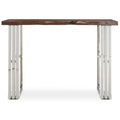Natural Wood Top Console Table with Silver Stainless Steel Looped Base | Hampstead