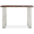 Natural Wood Top Console Table with Silver Stainless Steel Looped Base | Hampstead