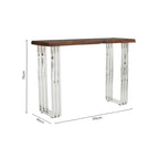 Natural Wood Top Console Table with Silver Stainless Steel Looped Base | Hampstead