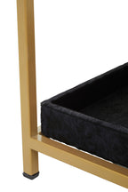 Black Hair-On-Hide Leather Bedside Table with Gold Metal Frame and 1 Drawer | Kensington Townhouse