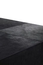 Black Hair-On-Hide Leather Bedside Table with Gold Metal Frame and 1 Drawer | Kensington Townhouse