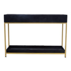 Black Hair-On-Leather 2-Drawer Console Table with Gold-Finished Metal Frame, Kensington Townhouse