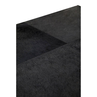 Black Hair-On-Hide Leather Coffee Table with Gold Metal Frame and Storage Drawer, Kensington Townhouse