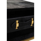 Black Hair-On-Hide Leather Coffee Table with Gold Metal Frame and Storage Drawer, Kensington Townhouse
