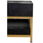 Black Hair-On-Hide Leather Coffee Table with Gold Metal Frame and Storage Drawer, Kensington Townhouse