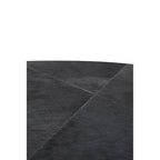 Black Hair-On-Hide Leather Round Top Coffee Table with Geometric Gold Metal Frame, Kensington Townhouse