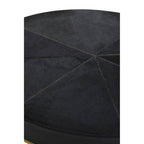 Black Hair-On-Hide Leather Round Top Side Table with Geometric Gold Metal Frame, Kensington Townhouse