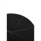 Black Hair-On-Hide Leather Round Top Side Table with Geometric Gold Metal Frame, Kensington Townhouse