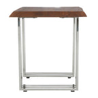 Natural Wooden Top Small Console Table with Silver Looped Stainless Steel Base | Hampstead