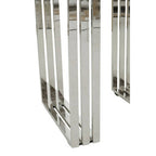 Natural Wooden Top Small Console Table with Silver Looped Stainless Steel Base | Hampstead