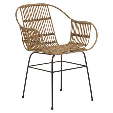 Natural Rattan with Black Metal Armchair | Java