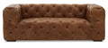3 Seater Brown Leather Modern Chesterfield Sofa | Hoxton