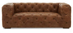 3 Seater Brown Leather Modern Chesterfield Sofa | Hoxton