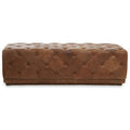 Brown Leather Rectangle Chesterfield Ottoman | Hoxton