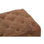 Brown Leather Rectangle Chesterfield Ottoman | Hoxton