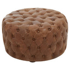 Tufted Leather Round Ottoman | Hoxton