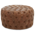 Tufted Leather Round Ottoman | Hoxton