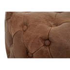 Tufted Leather Round Ottoman | Hoxton