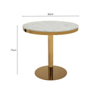 White Marble Round Top Dining Table with Luxe Gold Finish Pedestal Base | Azalea