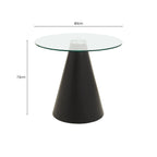 Clear Glass Round Top Dining Table with Black Conical Pedestal Base | Azalea